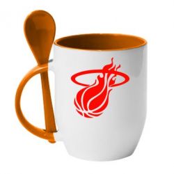 Чашка с ложкой Баскетбольный мяч в кольце - PrintSalon