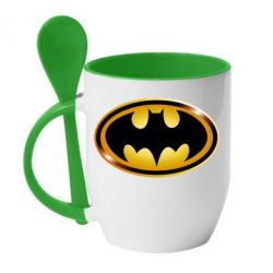 Чашка з ложкою Batman logo Gold - PrintSalon