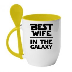 Чашка с ложкой Best wife in the Galaxy - PrintSalon