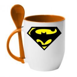 Чашка с ложкой БэтСупермен - PrintSalon