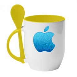 Чашка с ложкой Blue Apple - PrintSalon