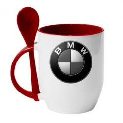 Чашка с ложкой BMW Black & White - PrintSalon