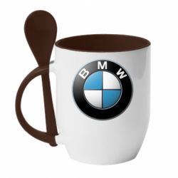 Чашка с ложкой BMW Logo 3D - PrintSalon