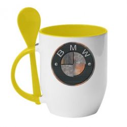 Чашка с ложкой BMW Steel Logo - PrintSalon