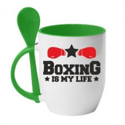 Чашка с ложкой Boxing is my life - PrintSalon