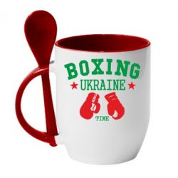 Чашка з ложкою Boxing Ukraine - PrintSalon
