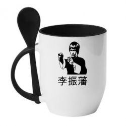 Чашка с ложкой Брюс ли - PrintSalon