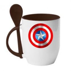Чашка с ложкой Captain America 3D Shield - PrintSalon