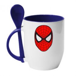 Чашка с ложкой Человек-паук маска - PrintSalon
