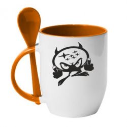 Чашка с ложкой Чертик Subaru - PrintSalon