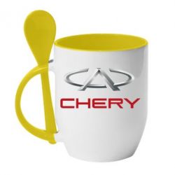 Чашка с ложкой Chery Logo - PrintSalon