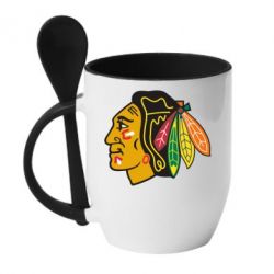 Чашка с ложкой Chicago Black Hawks - PrintSalon