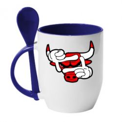 Чашка с ложкой Chicago Bulls бык - PrintSalon