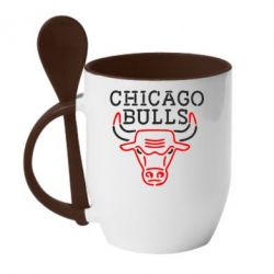 Чашка с ложкой Chicago Bulls Logo - PrintSalon