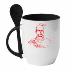 Кружка с керамической ложкой Чубатий козак - PrintSalon