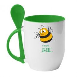 Чашка с ложкой Crazy Bee - PrintSalon