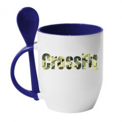 Чашка с ложкой CrossFit камуфляж - PrintSalon