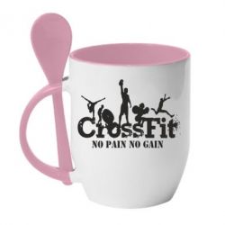Чашка с ложкой Crossfit No pain No Gain