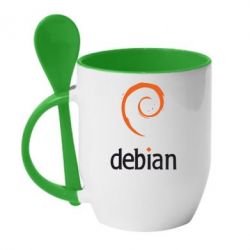 Чашка с ложкой Debian - PrintSalon