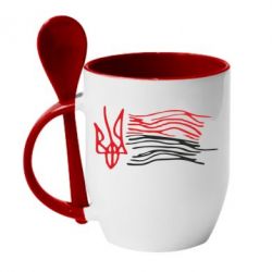 Чашка с ложкой Детский рисунок флаг Украины - PrintSalon