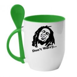 Чашка с ложкой Don't Worry (Bob Marley) - PrintSalon