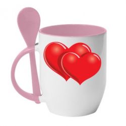 Чашка с ложкой Два сердца - PrintSalon