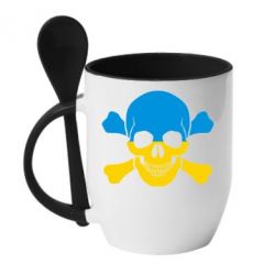 Чашка с ложкой Двокольоровий череп - PrintSalon