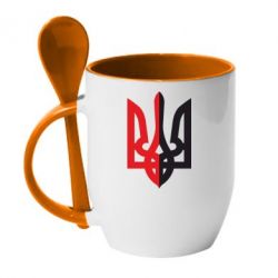 Чашка с ложкой Двокольоровий герб України - PrintSalon