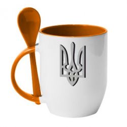 Чашка з ложкою Двокольоровий герб України - PrintSalon