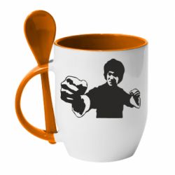 Чашка с ложкой Джеки Чан - PrintSalon