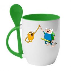 Чашка с ложкой Джейк и Фин - PrintSalon