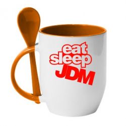 Чашка с ложкой Eat sleep JDM - PrintSalon