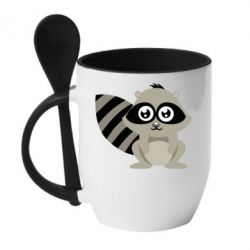 Чашка с ложкой Енот - PrintSalon