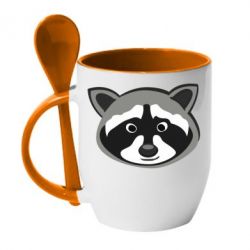 Чашка с ложкой Енотик - PrintSalon