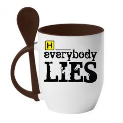 Чашка з ложкою Everybody LIES House - PrintSalon