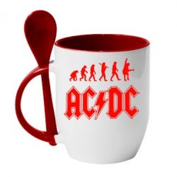 Чашка с ложкой Эволюция AC/DC - PrintSalon