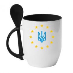 Чашка с ложкой ЕвроУкраїна - PrintSalon
