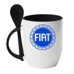 Чашка с ложкой Fiat logo - PrintSalon