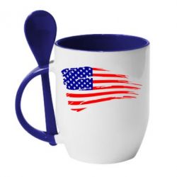 Чашка с ложкой Флаг США - PrintSalon