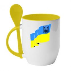 Чашка с ложкой Флаг Украины с Гербом - PrintSalon