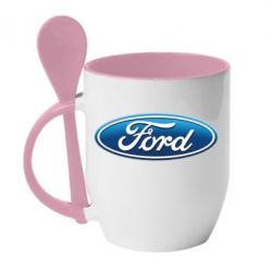 Чашка с ложкой Ford 3D Logo - PrintSalon