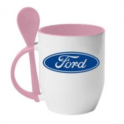 Чашка с ложкой Ford Logo - PrintSalon