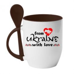 Чашка з ложкою From Ukraine (вишиванка) - PrintSalon