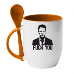 Чашка з ложкою fuck you (бійцівський клуб) - PrintSalon