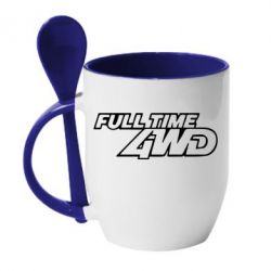 Чашка с ложкой Full time 4wd - PrintSalon