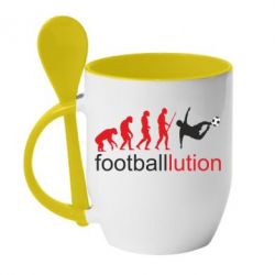 Чашка с ложкой Футбол. Эволюция-PrintSalon Чашка с ложкой Футбол. Эволюция