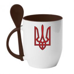 Чашка з ложкою Герб України (двокольоровий) - PrintSalon