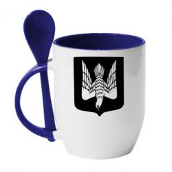 Чашка с ложкой Герб України сокіл - PrintSalon
