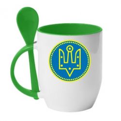 Чашка з ложкою Герб України у колі - PrintSalon