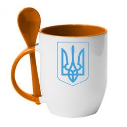 Чашка с ложкой Герб України з рамкою - PrintSalon